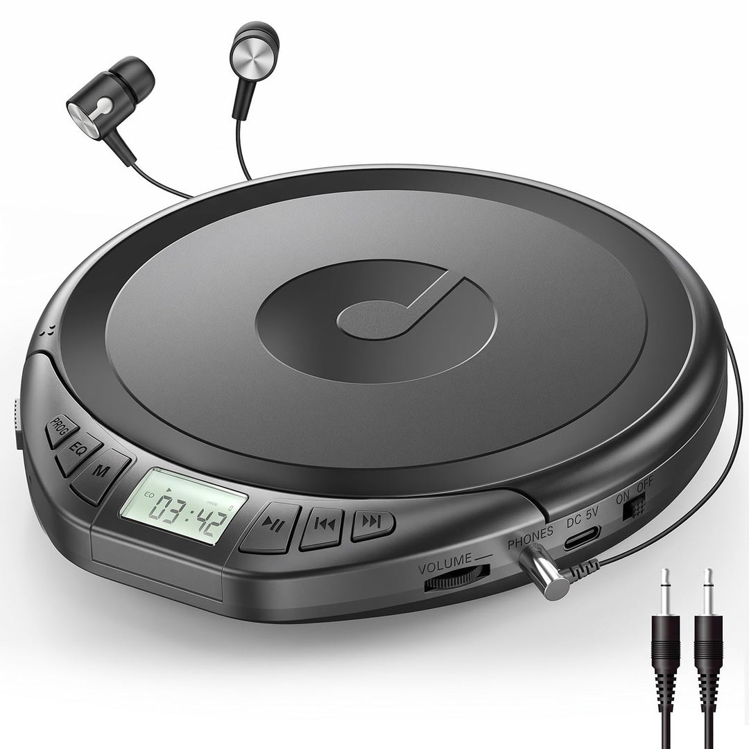 Gueray CD Spieler Tragbarer CD-Player Persönliche CD Player mit Kopfhörer LCD Display Anti-Skip Schu