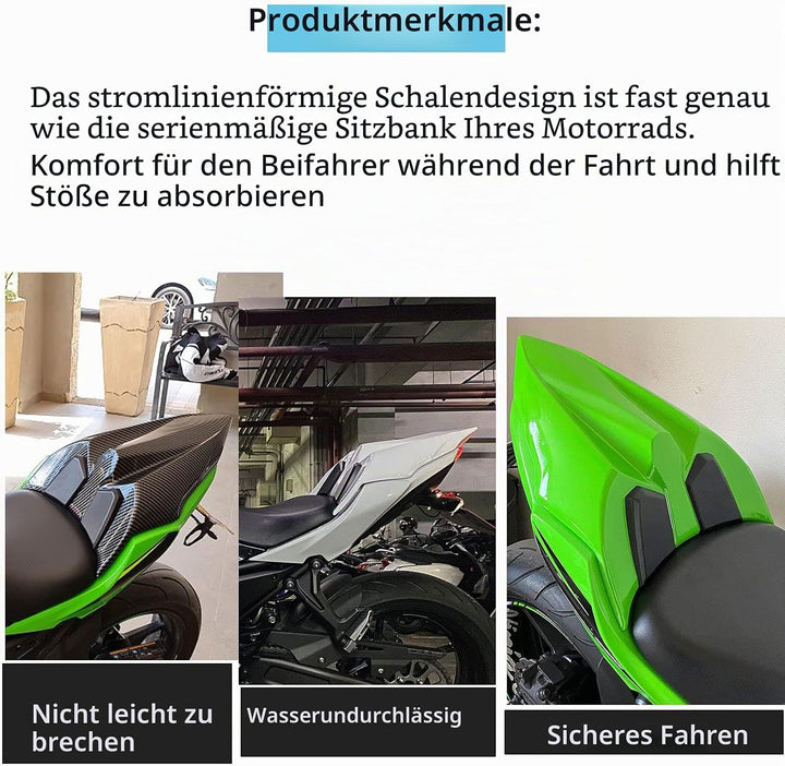 Replacement for Ninja650 Z650 Sitz Abdeckung Hinten Sozius Harte Solo Sitz Gugel Buckel für Ninja 65