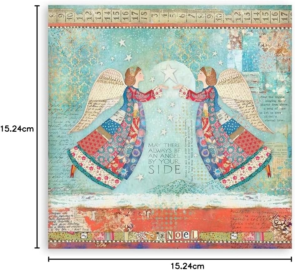Stamperia SBBXS05 Extra Kleiner Block 10 Blätt-15.24x15.24 (6"x6") Double Face Christmas Patchwork,
