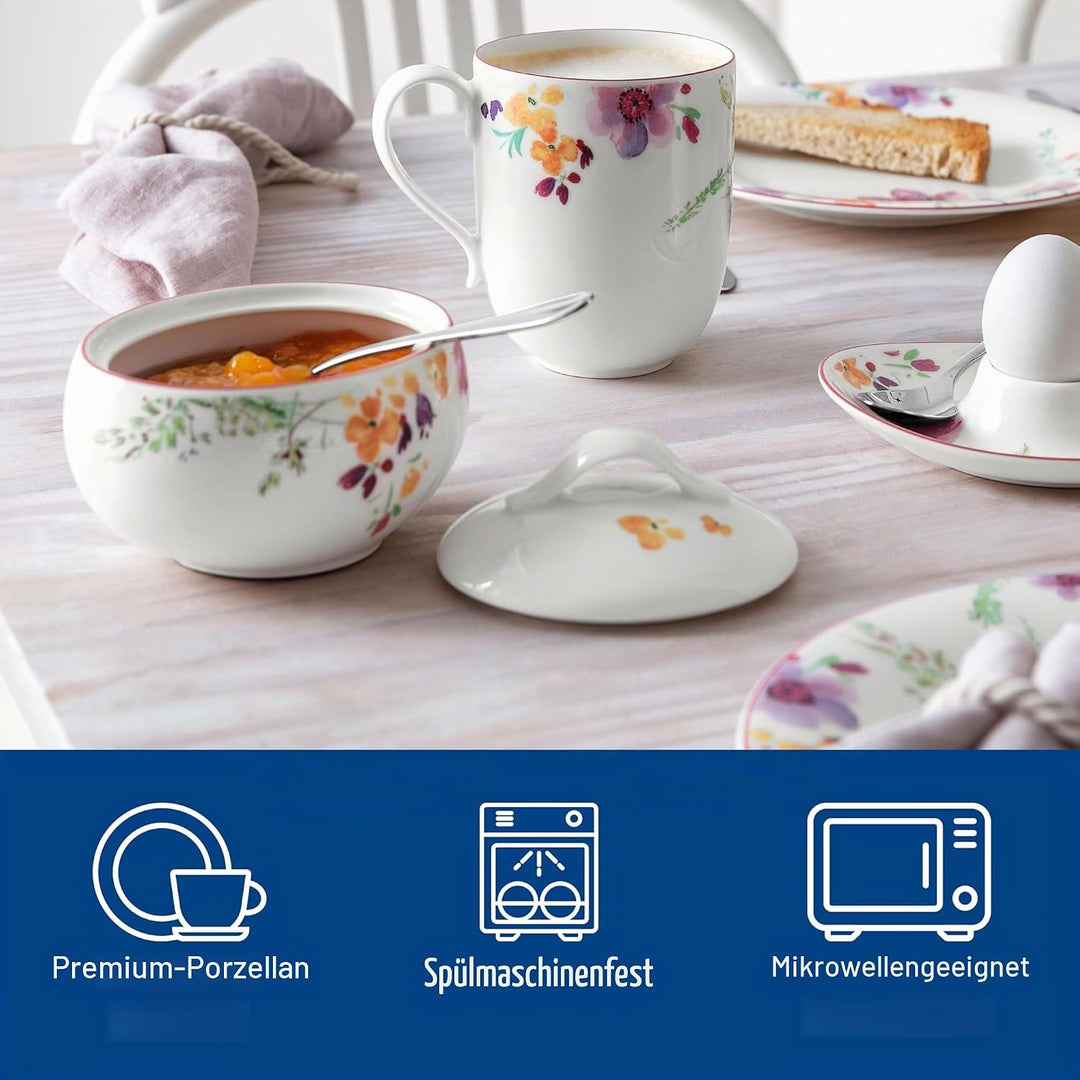 Villeroy und Boch Mariefleur Basic Zuckerdose, Premium Porzellan Zuckerdose Basic, Zuckerdose Basic