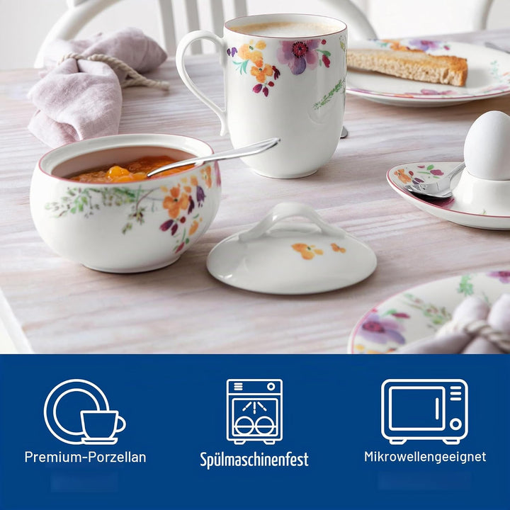 Villeroy und Boch Mariefleur Basic Zuckerdose, Premium Porzellan Zuckerdose Basic, Zuckerdose Basic