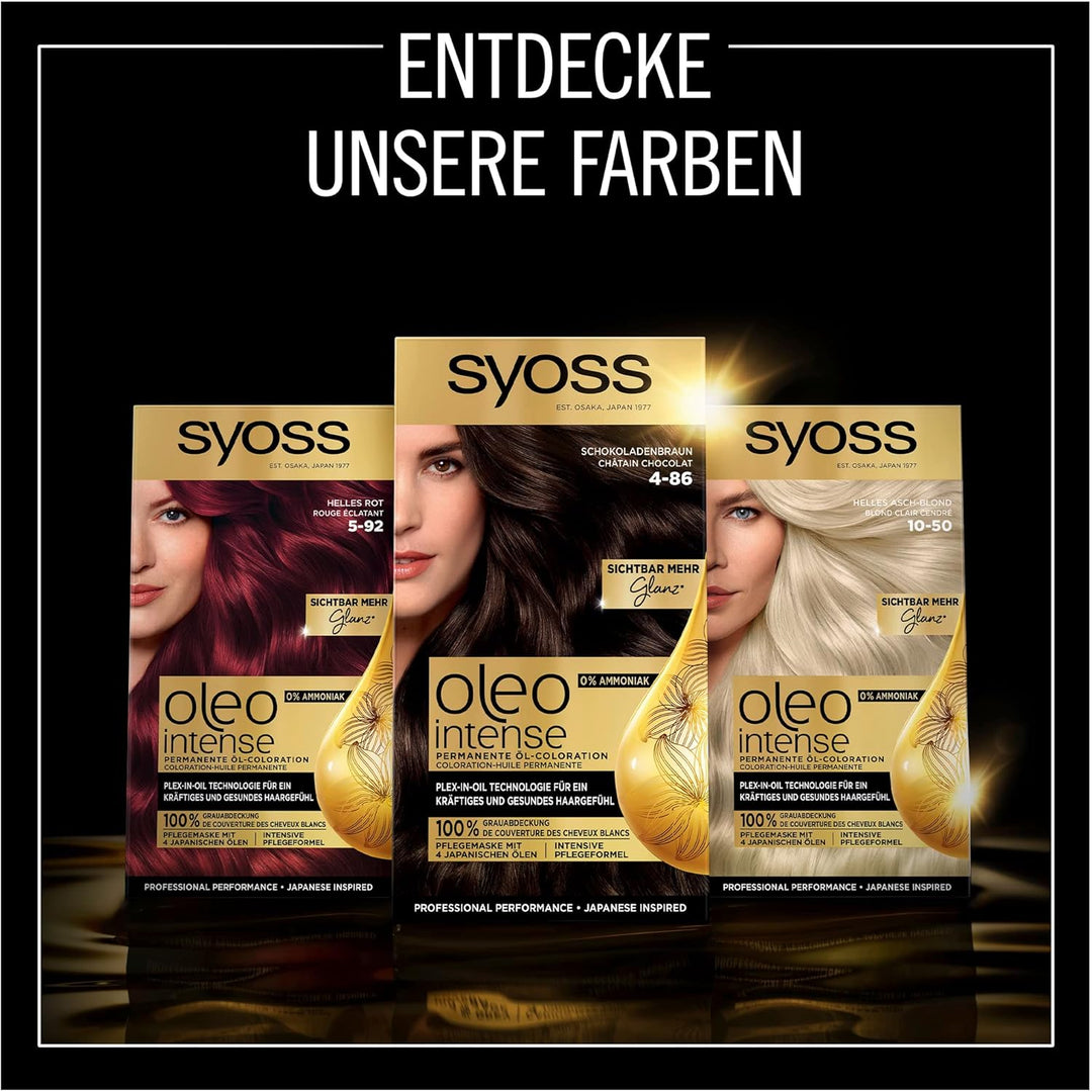 Syoss Oleo Intense Öl-Coloration 6-54 Kühles Dunkelblond Stufe 3 (115 ml), dauerhafte Haarfarbe mit