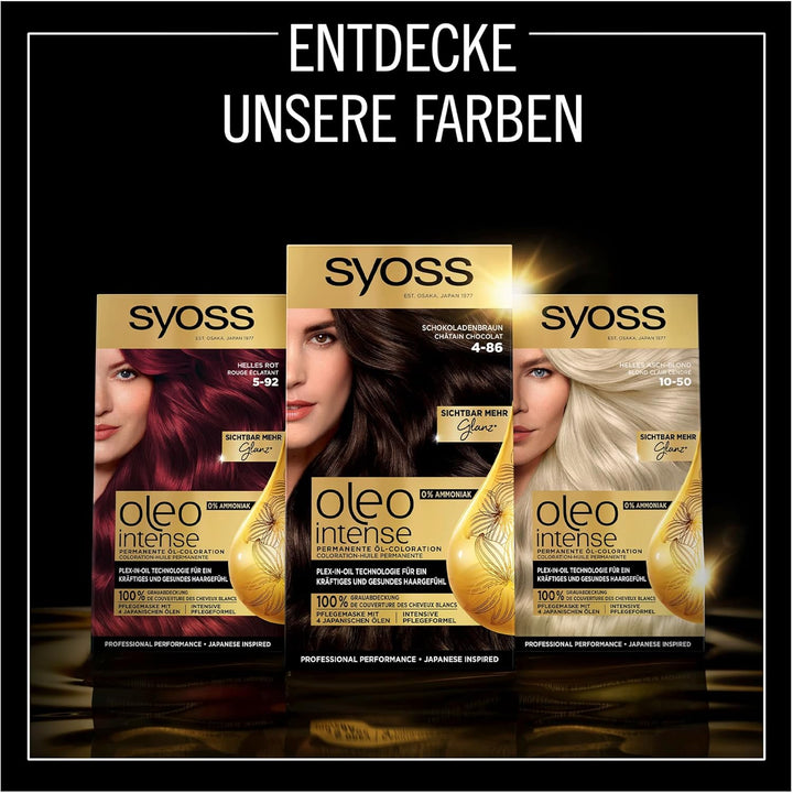 Syoss Oleo Intense Öl-Coloration 6-54 Kühles Dunkelblond Stufe 3 (115 ml), dauerhafte Haarfarbe mit