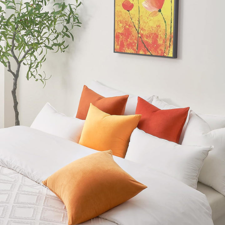 Topfinel Kissenbezug 50x50 cm Gelb Orange 4er Set Samt Kissenbezüge Kissenhülle sofakissen dekokisse