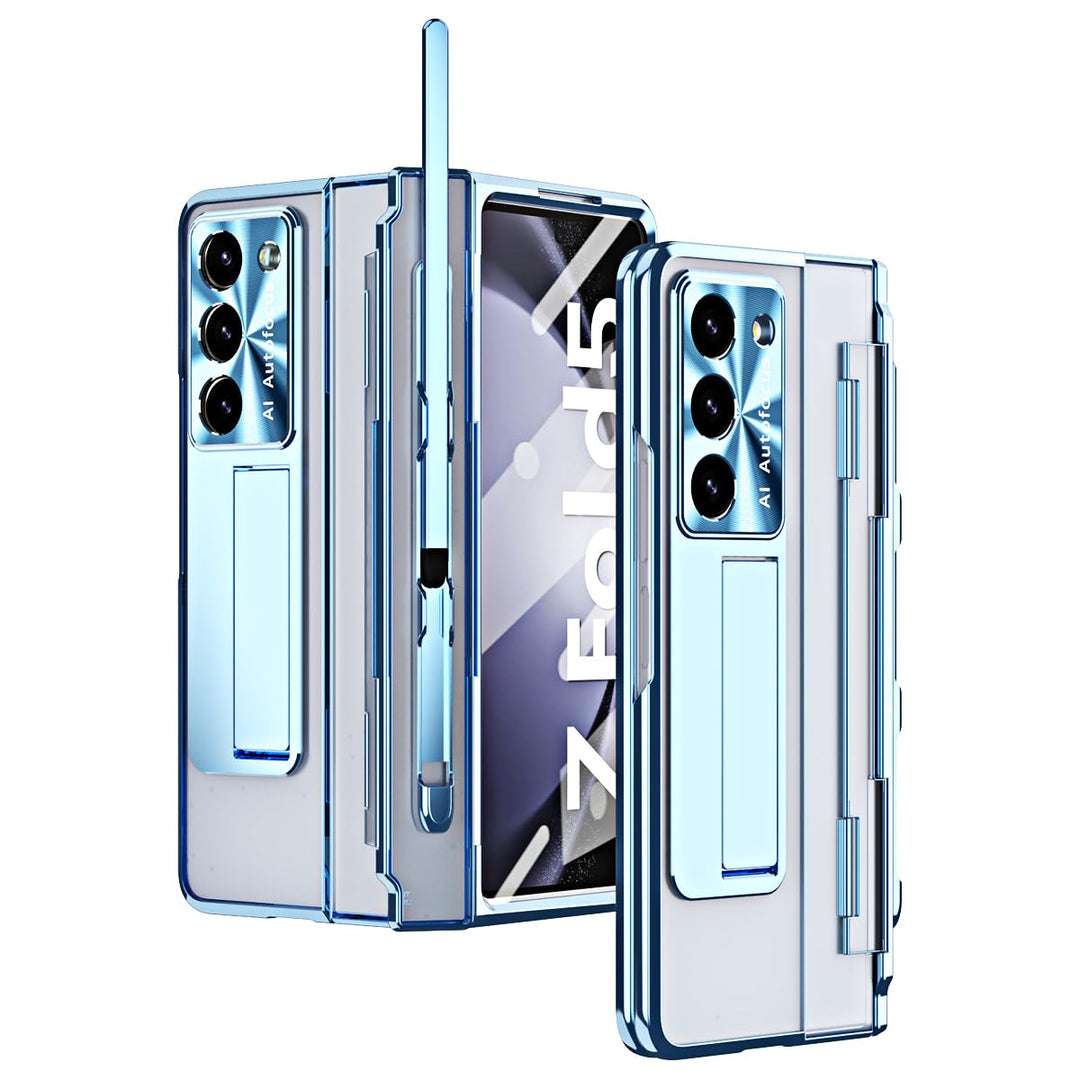 NINKI Kompatibel Samsung Galaxy Z Fold 3 Case mit S Stift Halter S Pen, Scharnier Displayschutz Hüll