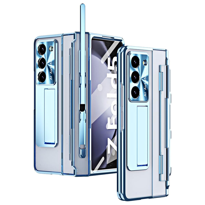 NINKI Kompatibel Samsung Galaxy Z Fold 3 Case mit S Stift Halter S Pen, Scharnier Displayschutz Hüll