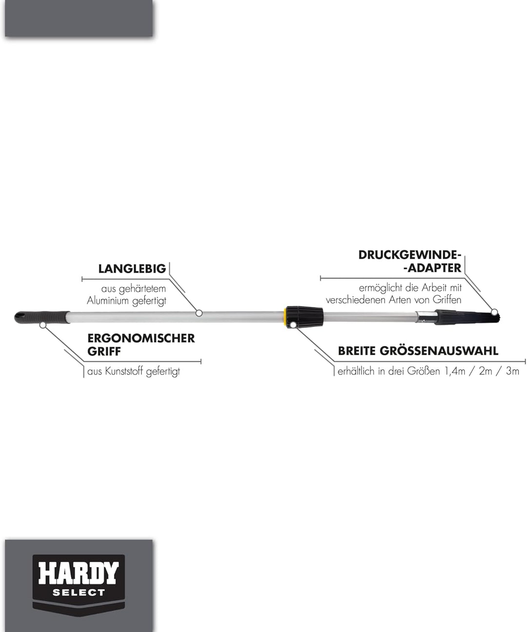 Hardy Working Tools Zwei-System-Aluminium-Teleskopstiel 0,8- 1,4 m, 0,8- 1,4 m