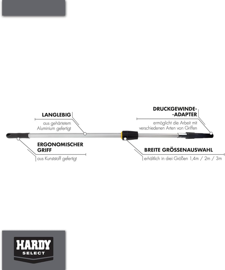 Hardy Working Tools Zwei-System-Aluminium-Teleskopstiel 0,8- 1,4 m, 0,8- 1,4 m