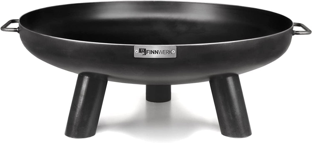 Finnwerk HARRI Feuerschale 60 cm - Massive und Dekorative Schwarze Feuerstelle - Kleine Feuerschalen