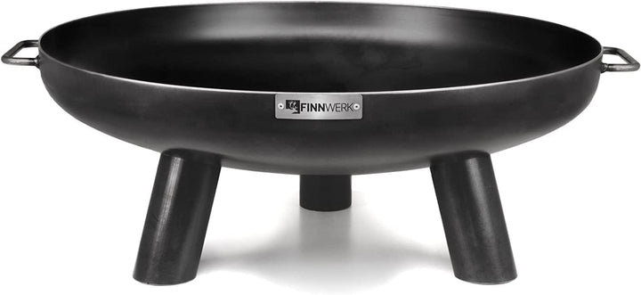 Finnwerk HARRI Feuerschale 60 cm - Massive und Dekorative Schwarze Feuerstelle - Kleine Feuerschalen