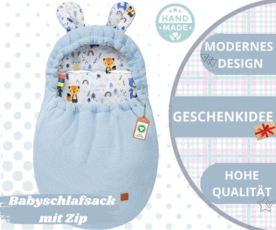 Mikos Einschlagdecke Babyschale Herbst Winter, Baby Fusssack mit Zip 100% Baumwolle GOTS Zert. Stric