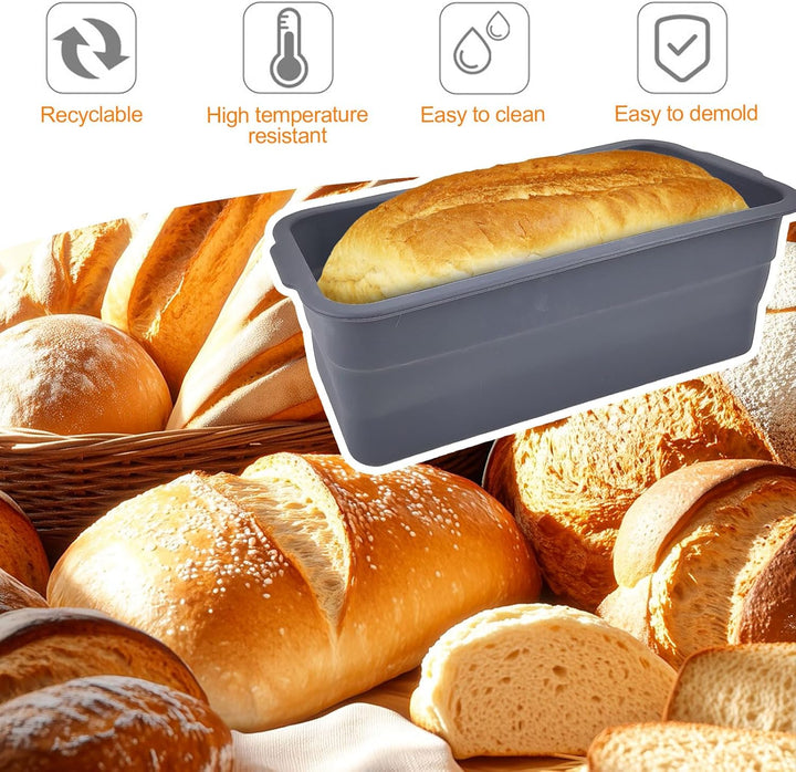 Brotbackform mit Deckel, Faltbar Backform Silikon, Hitzebeständige und Antihaftbeschichtete Oberfläc