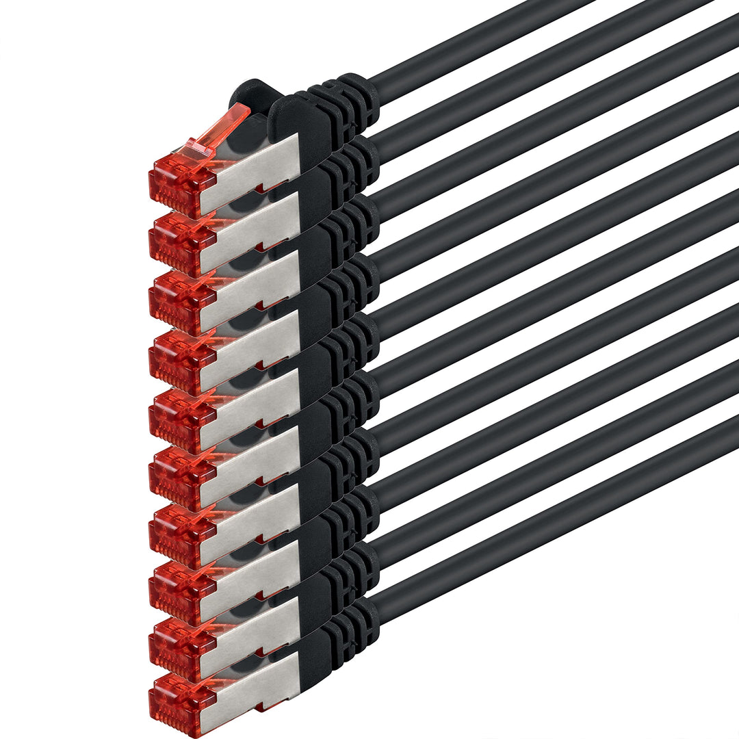 1aTTack.de 10x 7.5m Cat6 Cat.6 Ethernet-Kabel Cat 6 Netzwerk-Kabel Patch-Kabel RJ45 SFTP - Schwarz 1