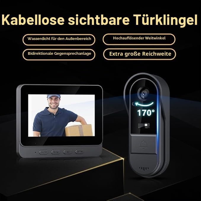 TKMARS Kamera Klingel Haustür Videoklingel Türklingel mit Kamera Kabellos 2.4G Drahtlose Bluetooth-V