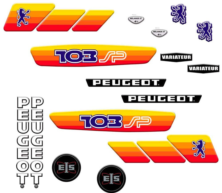 Auto-Kolz-Set 103 SP Phase 2 zum Dekorieren Ihres PEUGEOT Mobyletts wie zu Zeiten Gelb, gelb