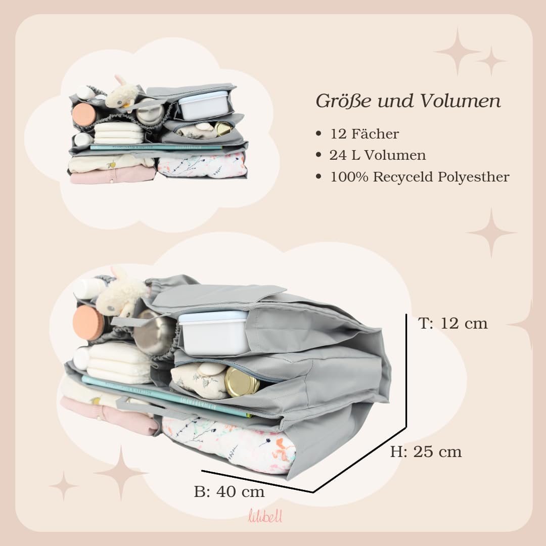lilibell Wickeltasche Granda - Grosse Babytasche Taschenorganizer Innentasche Baginbag Inlett für di