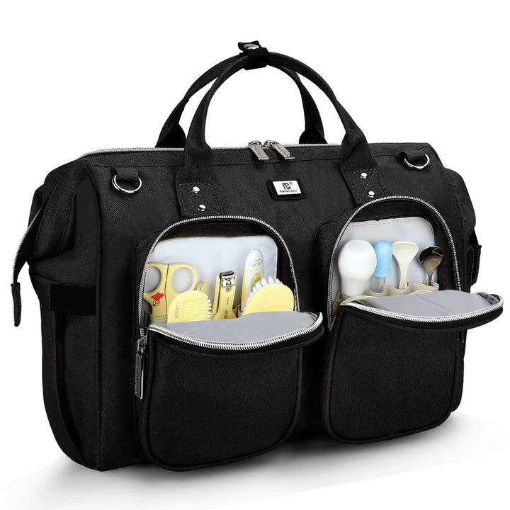 Pomelo Best Wickeltasche mit wasserdicher Wickelunterlage und 2 Kinderwagen Haken verstellbare Schul