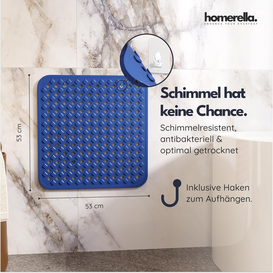 homerella© Duschmatte rutschfest 53x53cm, INKL. AUFHÄNGUNG, Antirutschmatte Dusche, schimmelresisten