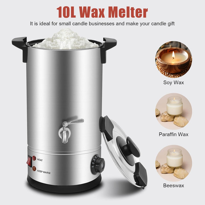 Areao 10L Gross Wachsschmelzer Elektrisch 30-110℃ DIY Kerzenherstellung