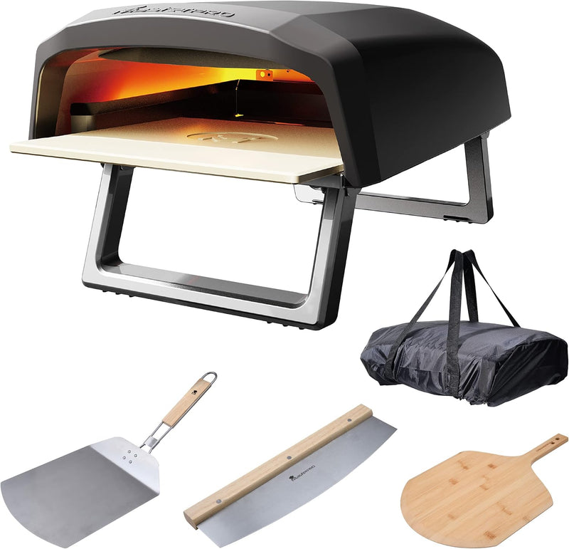 MasterPro Pizza Oven | Pizzaofen | Tragbarer Gasofen mit Schnellbackfunktion bis zu 500ºC | Pizzen i