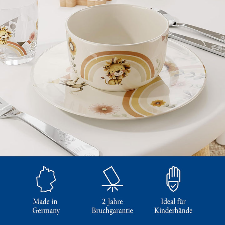 Villeroy & Boch – Boho Kids "Roar like a lion" Kindergeschirr-Set 3 teilig Beige, Spülmaschinenfest,