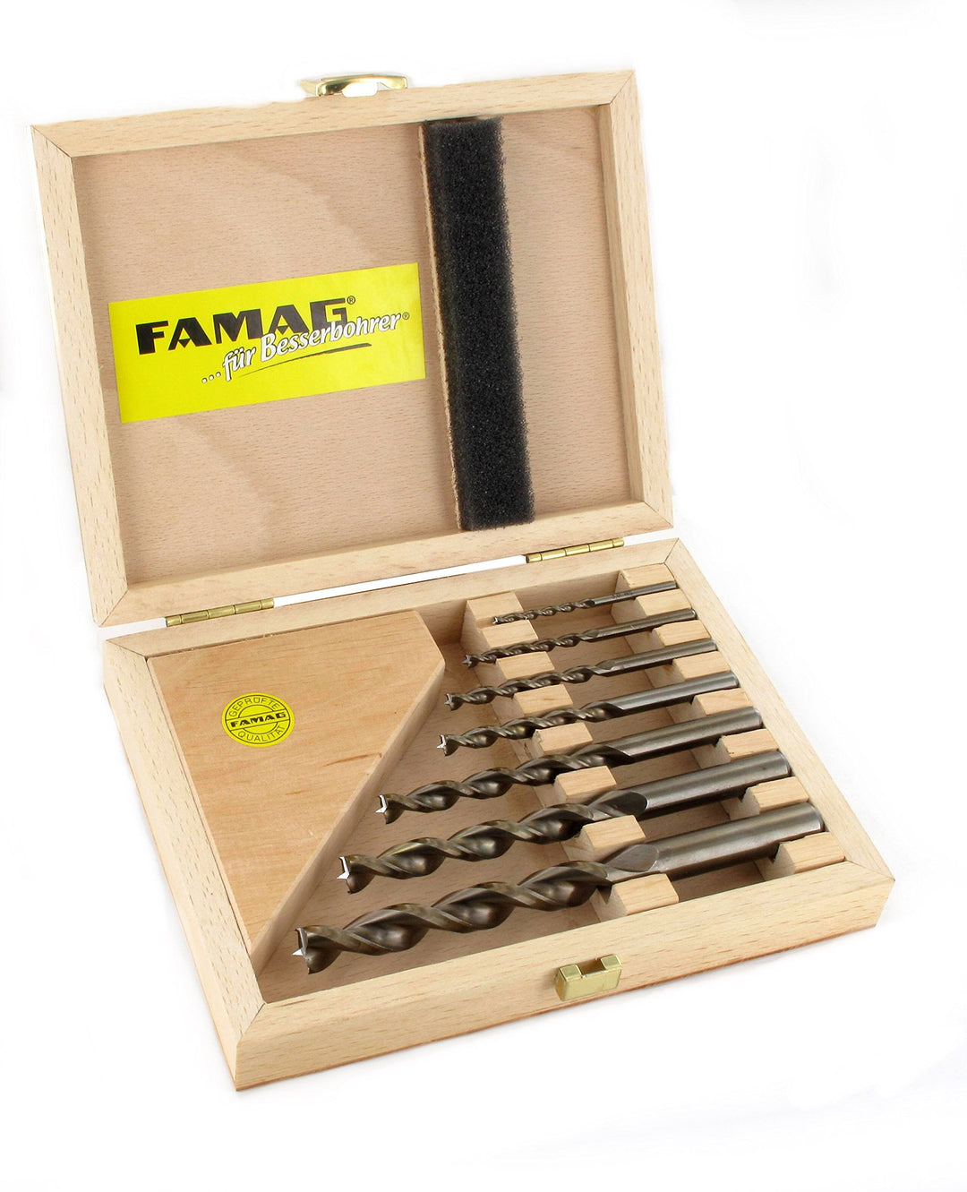 FAMAG Holzspiralbohrersatz 7-teilig D=3,4,5,6,8,10,12mm im Holzkasten Satz 7tlg. D=3,4,5,6,8,10,12mm
