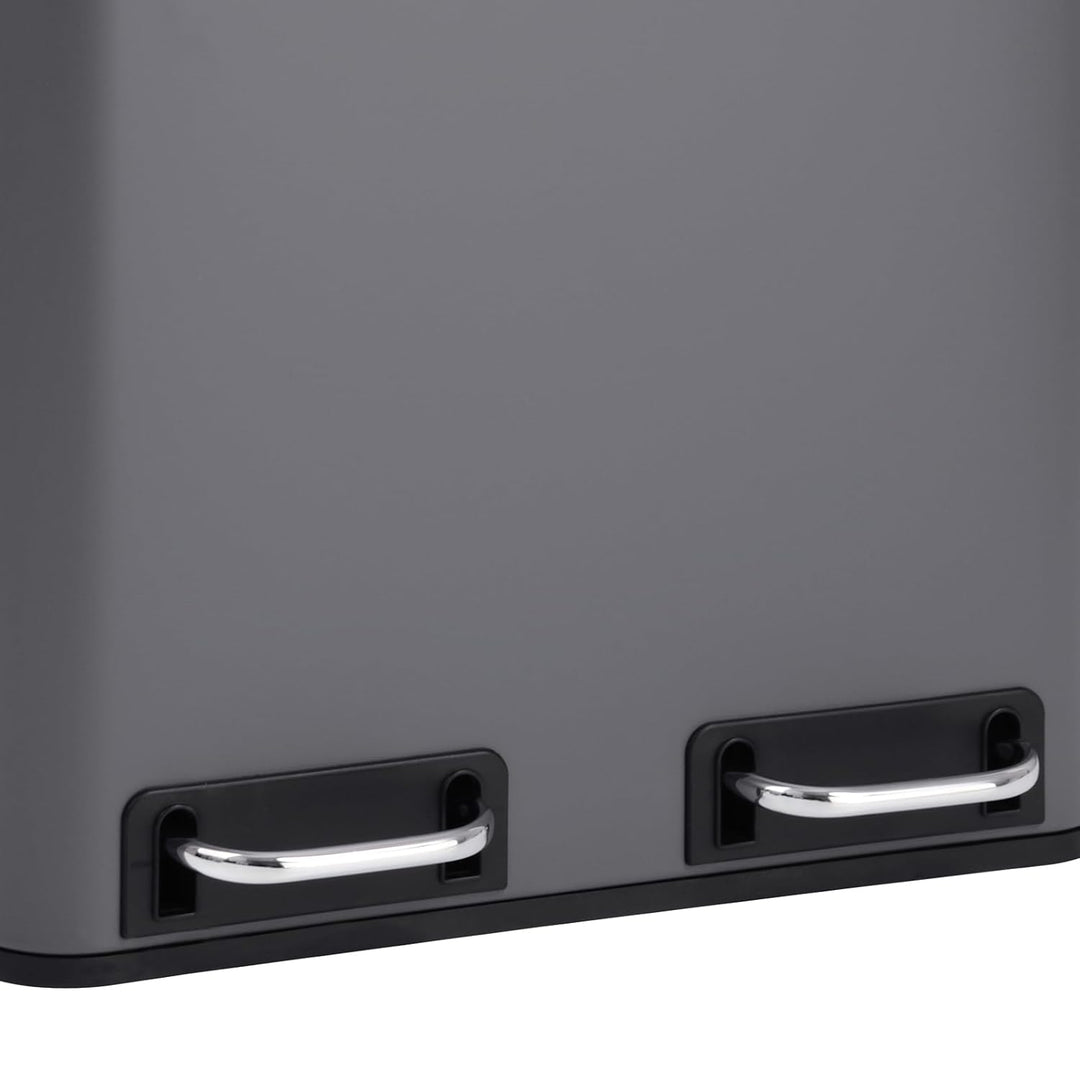 SVITA TM2X15 Treteimer 30 Liter Grau Abfalleimer Mülleimer Design Mülltrennung Papierkorb Küchen-Ord