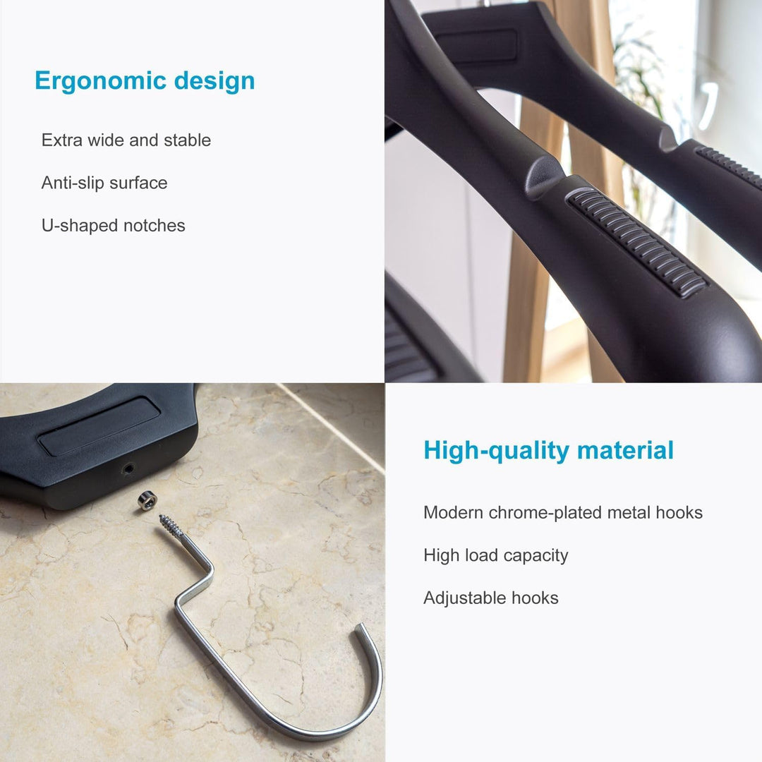 Kleiderbügel in UNIVERSAL SCHWARZ - 20 Stück breite Kleiderbügel aus Kunststoff mit Anti-Rutsch Ober