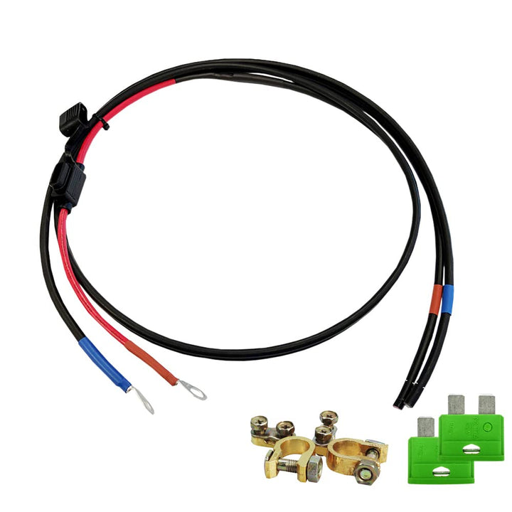 Offgridtec Batteriekabel mit Flachsicherungshalter, 30 A Sicherung und Batteriepolklemmen, 1,5 m, 8-
