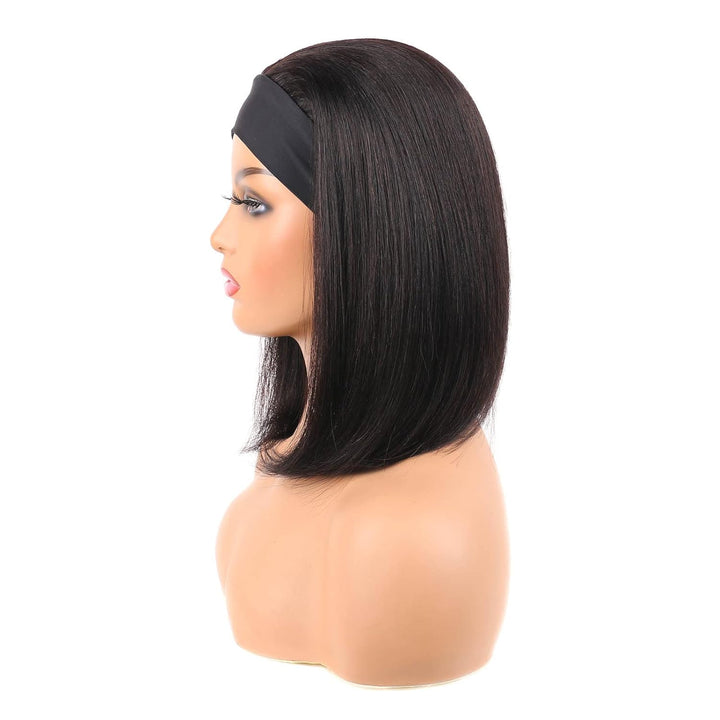 Huarisi 9a Headband Wigs Bob Human Hair 12 Inch Straight Bob Brazilian Wig Short Remy Hair Wigs Blun
