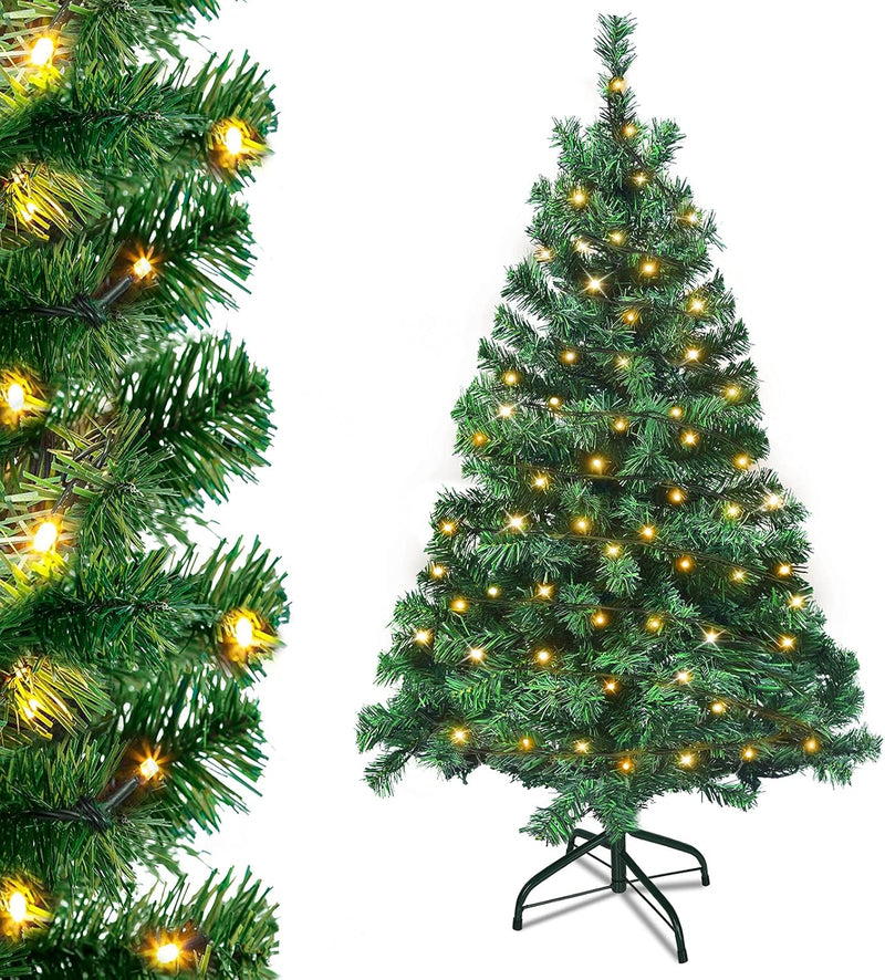 Aufun Künstlicher Weihnachtsbaum Tannenbaum mit Beleuchtung 120 LED warm-weiss inkl. Metallständer 2