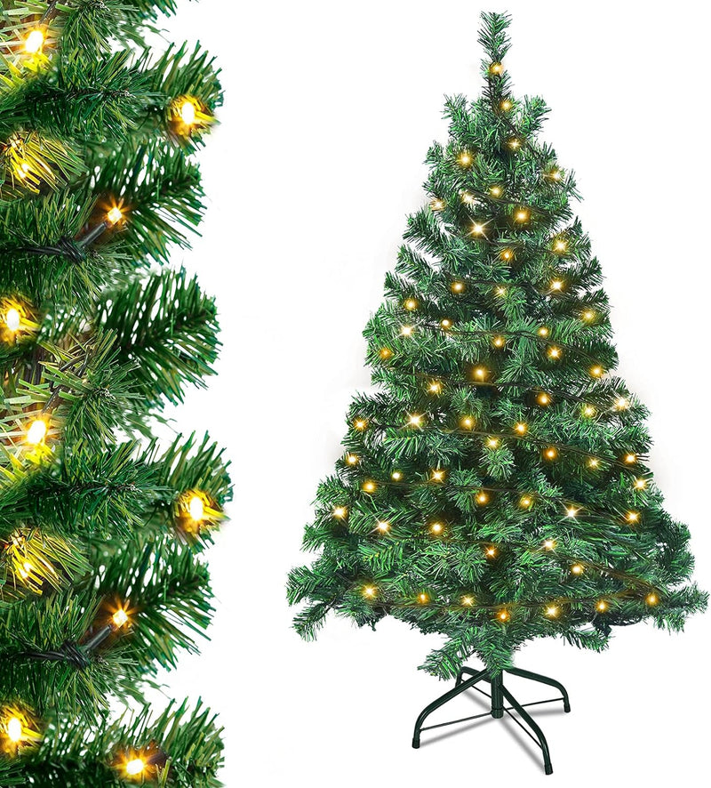 Aufun Weihnachtsbaum künstlich mit Beleuchtung, 120cm Tannenbaum künstlich Grün PVC, Edeltanne Schne