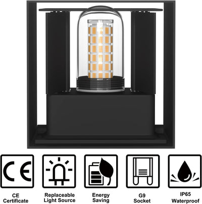 ChangM Wandleuchte Innen Aussen 7W LED Wandlampe mit Einstellung des Blattwinkels, IP65 Wandleuchte