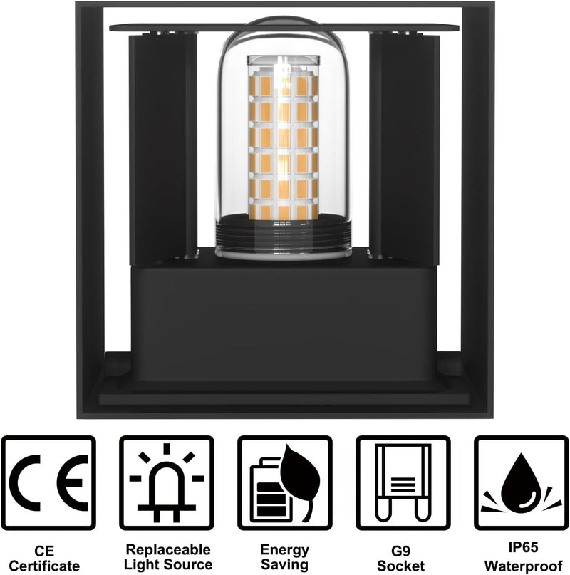 ChangM Wandleuchte Innen Aussen 7W LED Wandlampe mit Einstellung des Blattwinkels, IP65 Wandleuchte