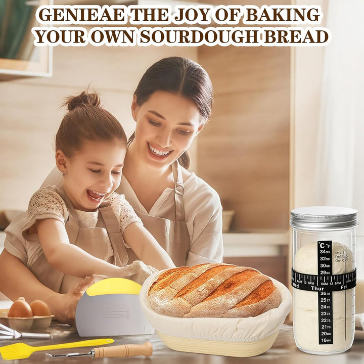Gärkörbchen,Sauerteig Starter Set,2 Silikon Gärkörbe Rund und Oval,Brot Backen Zubehör,Gärkorb Brot