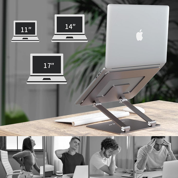 LYNXER Laptop Ständer Höhenverstellbar, Faltbarer Laptop Stand, ergonomischer und belüfteter Möbel f