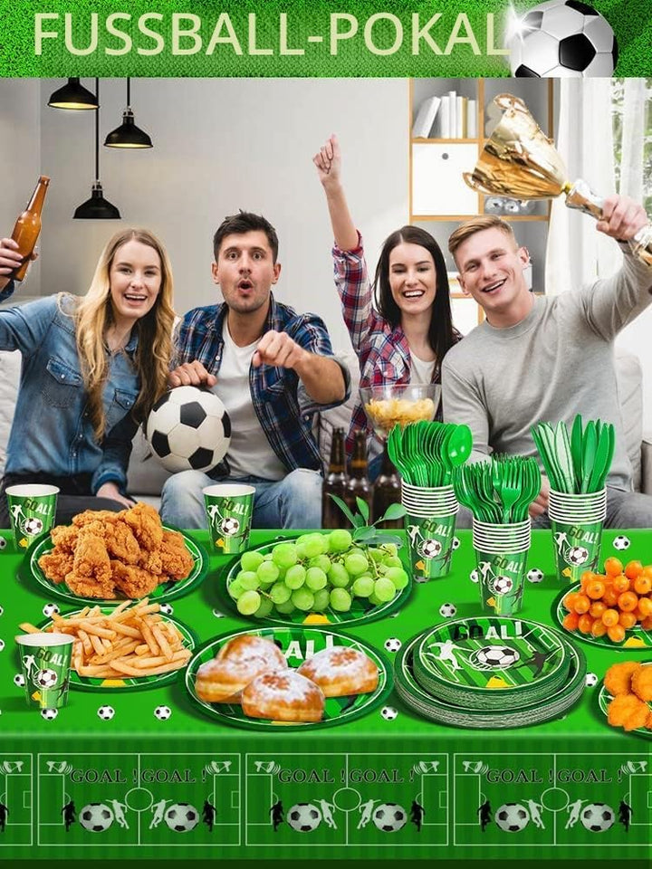 Nkaiso Partygeschirr Kindergeburtstag,141Stück Fussball Deko Geburtstag Pappteller Party Set mit Ges