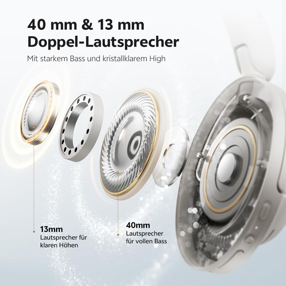 QCY H3S Over Ear Bluetooth Kopfhörer,Hybrid Aktive Noise Cancelling,Hi-Res Audio,LDAC,ultraleichtem