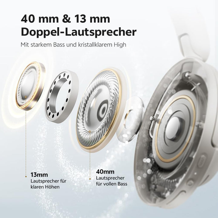 QCY H3S Over Ear Bluetooth Kopfhörer,Hybrid Aktive Noise Cancelling,Hi-Res Audio,LDAC,ultraleichtem