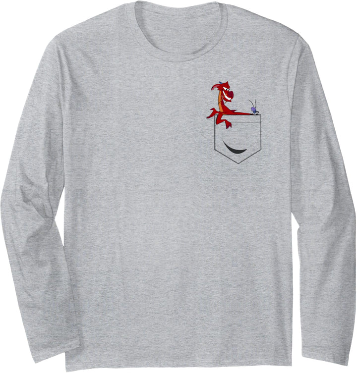 Disney Mulan Mushu And Cri-Kee Pocket Langarmshirt