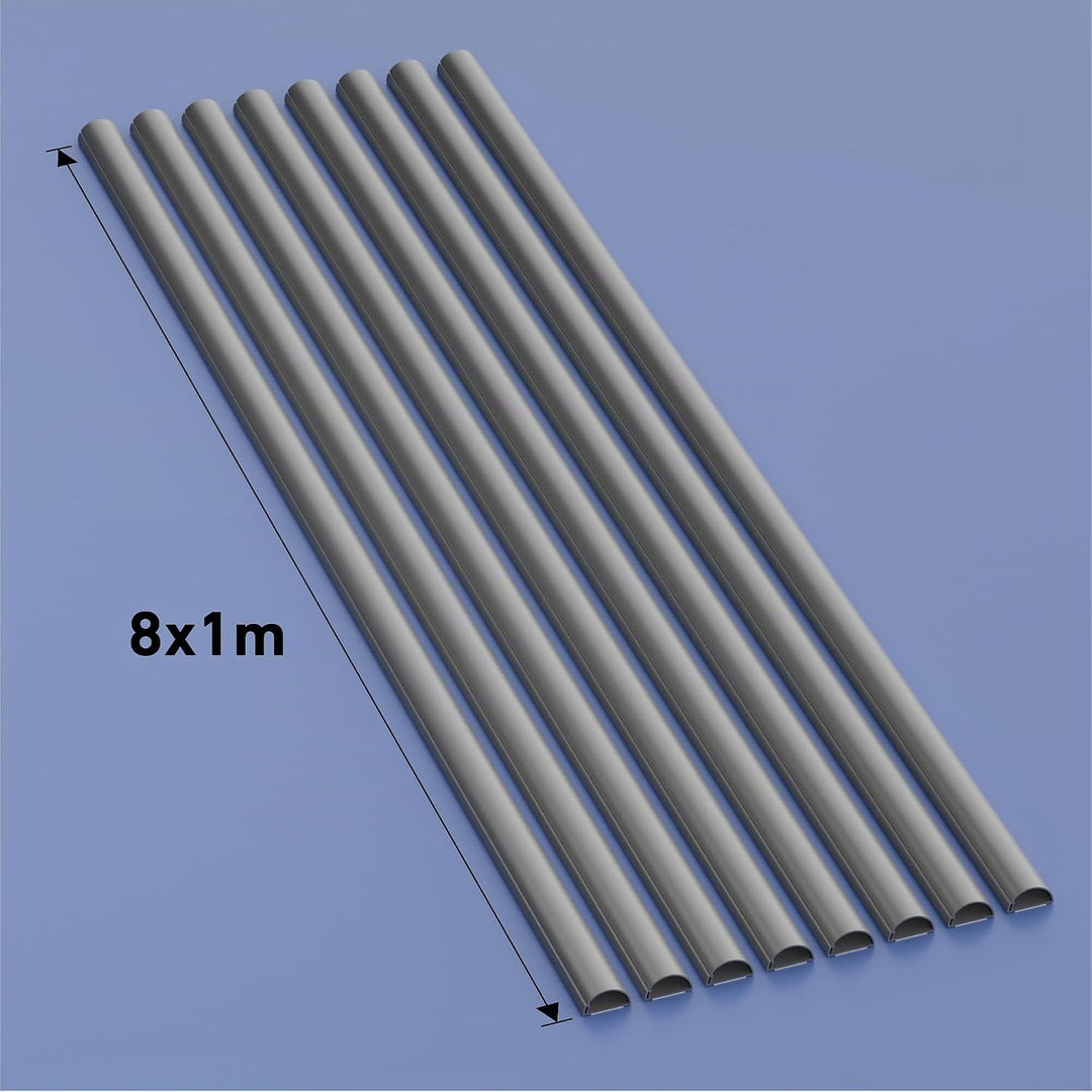 D-Line 1D3015A/8 Mini Kabelkanal Selbstklebender, Halbrunde Kabelführungen, Kabelleiste - 8x 30mm (B