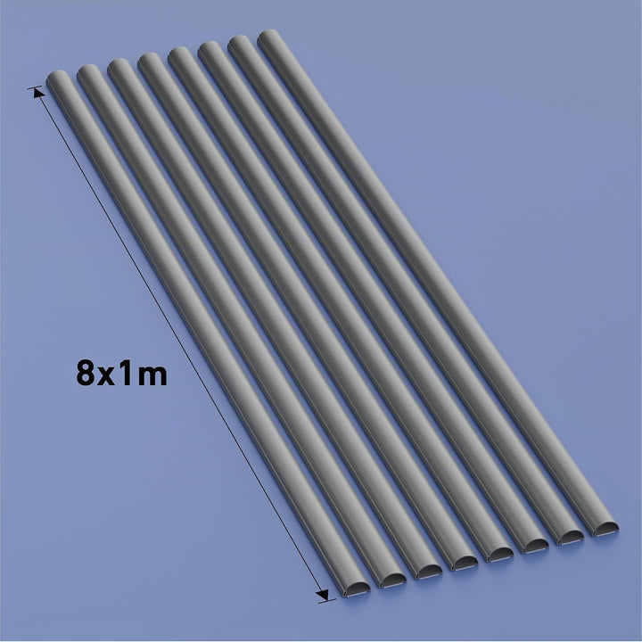 D-Line 1D3015A/8 Mini Kabelkanal Selbstklebender, Halbrunde Kabelführungen, Kabelleiste - 8x 30mm (B