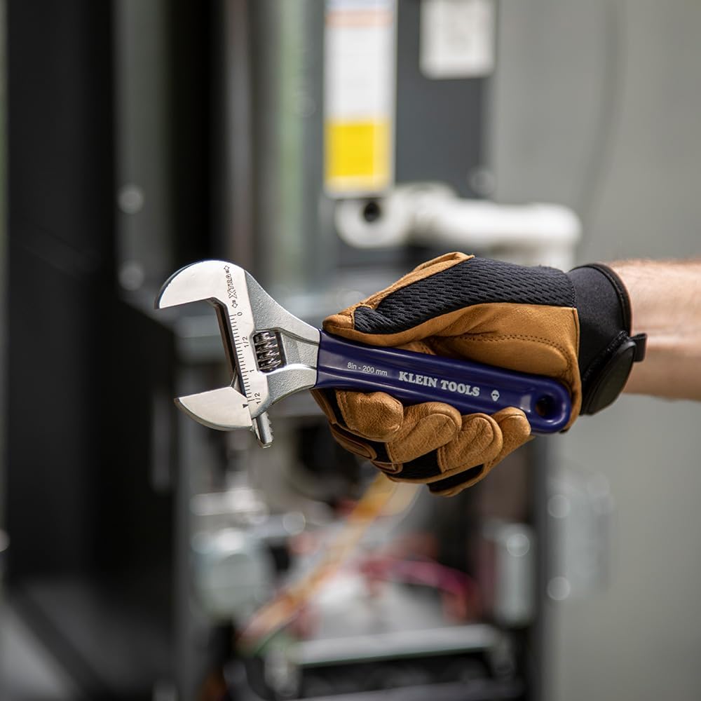 Klein Tools D509–8 Verstellbarer Schraubenschlüssel 20,3 cm mit extrabreiten Kiefer