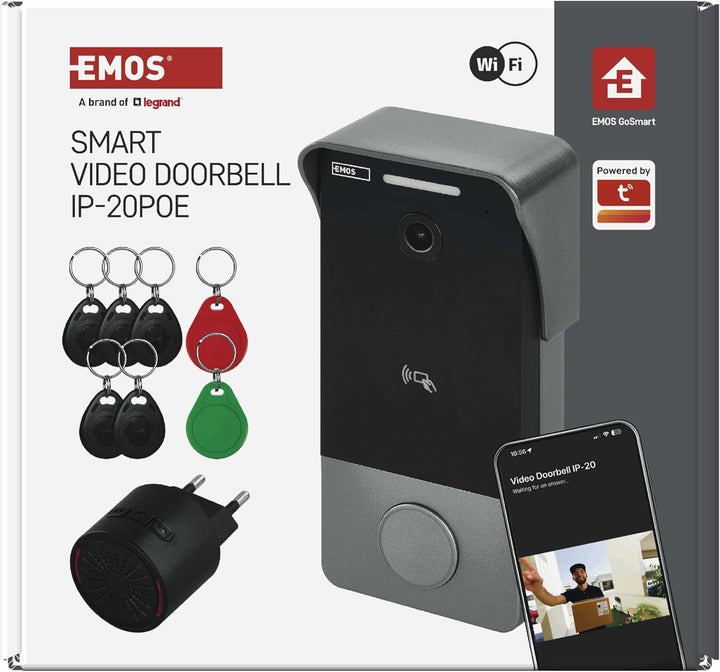 EMOS GoSmart Video-Türklingel mit App - 1-Draht Ethernet Verbindung - wasserfeste Smart Home Videokl