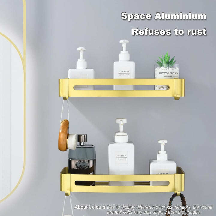 Duschablage Gold, Duschregal Ohne Bohren Dusche Regal für Badezimmer Rostfreies Shampoo Halterung Me