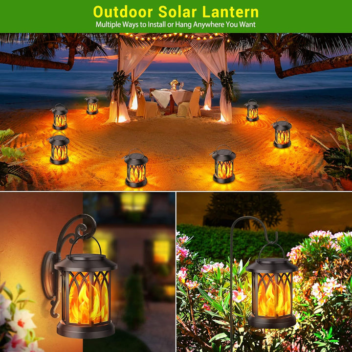 Garten Solarlampen für Aussen Hängend, GEARLITE 2 Stücke Solar Laternen für Draussen mit Realistisch