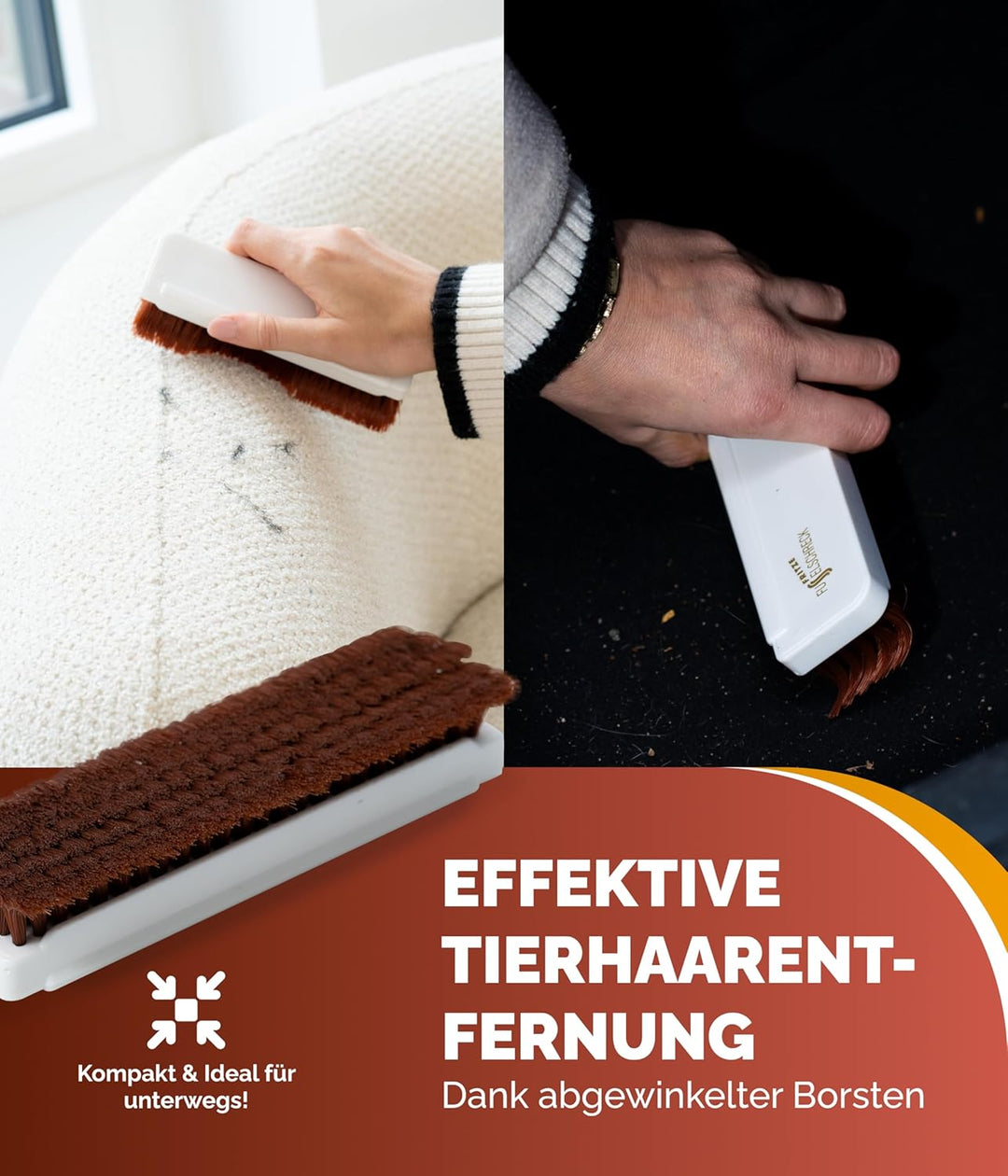 Textilbürste Tierhaarbürste – Abgewinkelte Borsten für effektive Textilreinigung, ideal für Teppiche
