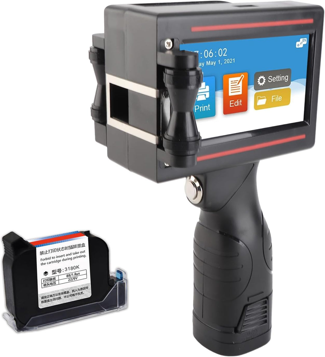 Handheld Inkjet Drucker,Handdrucker Tragbarer Tintenstrahldrucker 4,3 Zoll LED Touch Screen High Def