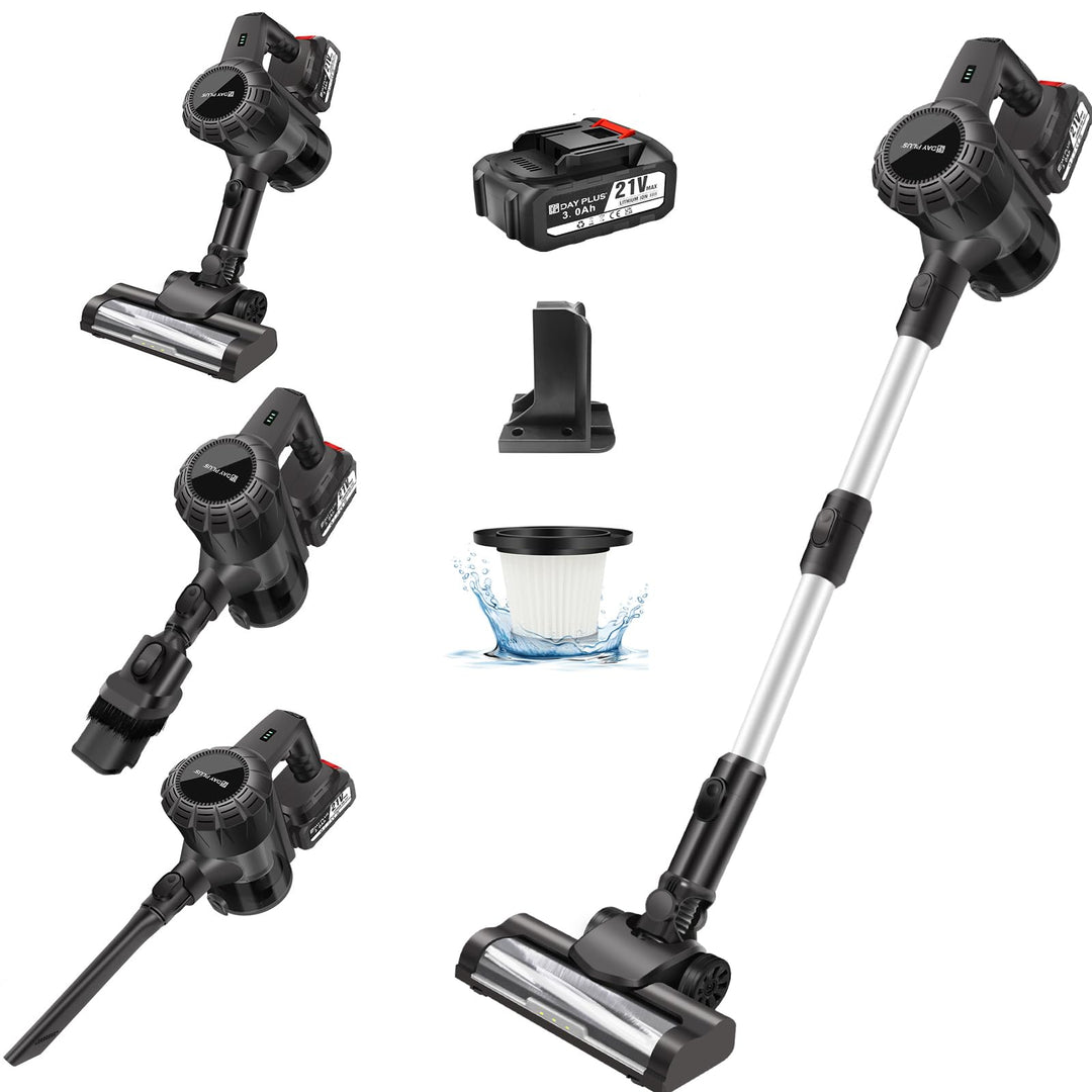 21V, Kabelloser Staubsauger 140W/20KPa Vacuum Cleaner Handstaubsauger Akku, 2 Saugmodi, LED Bodenbür