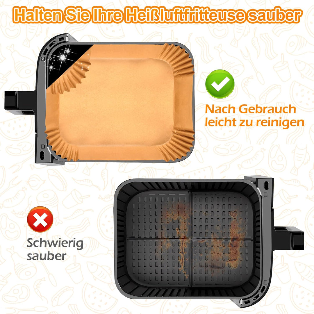 Hivio 120 Stück Airfryer Backpapier für Philips Airfryer Dual Basket 3000 Series 9L/ Dual Easy Fry &